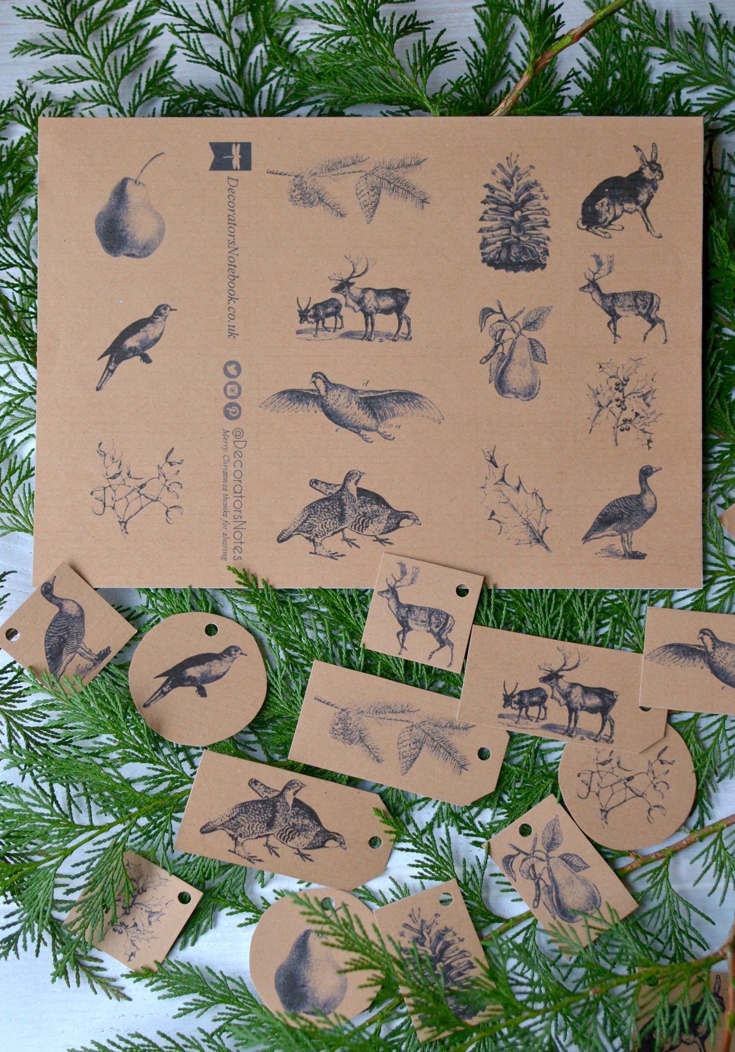 Free downloadable gift tags from Decorator's Notebook 14 designs