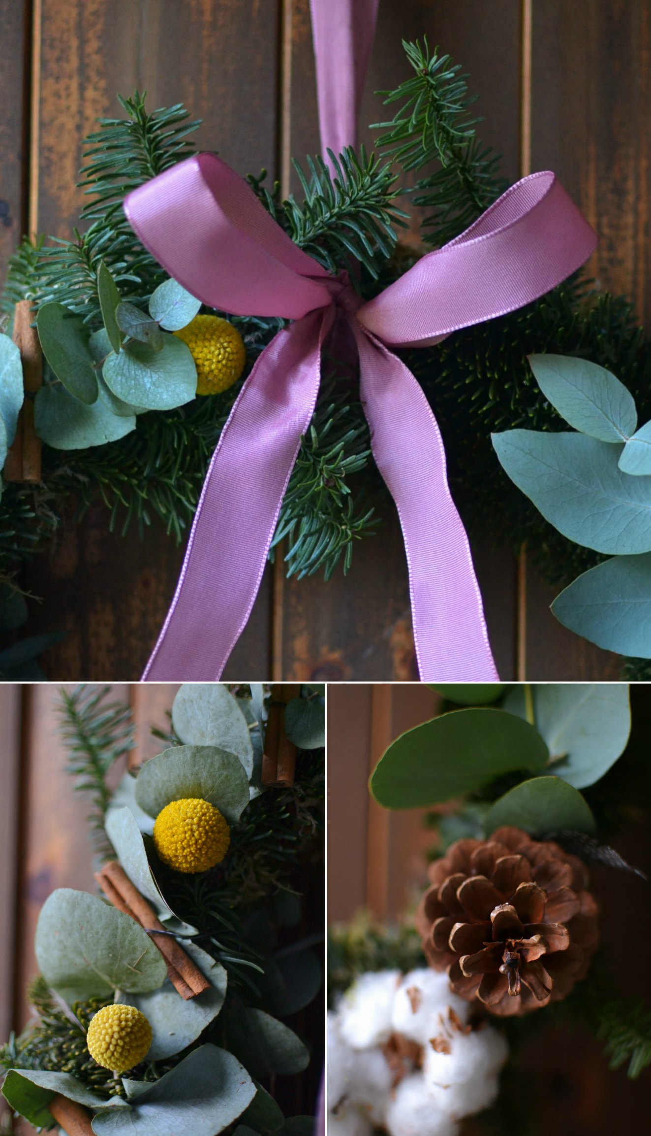 Homemade Christmas door wreath contemporary foliage