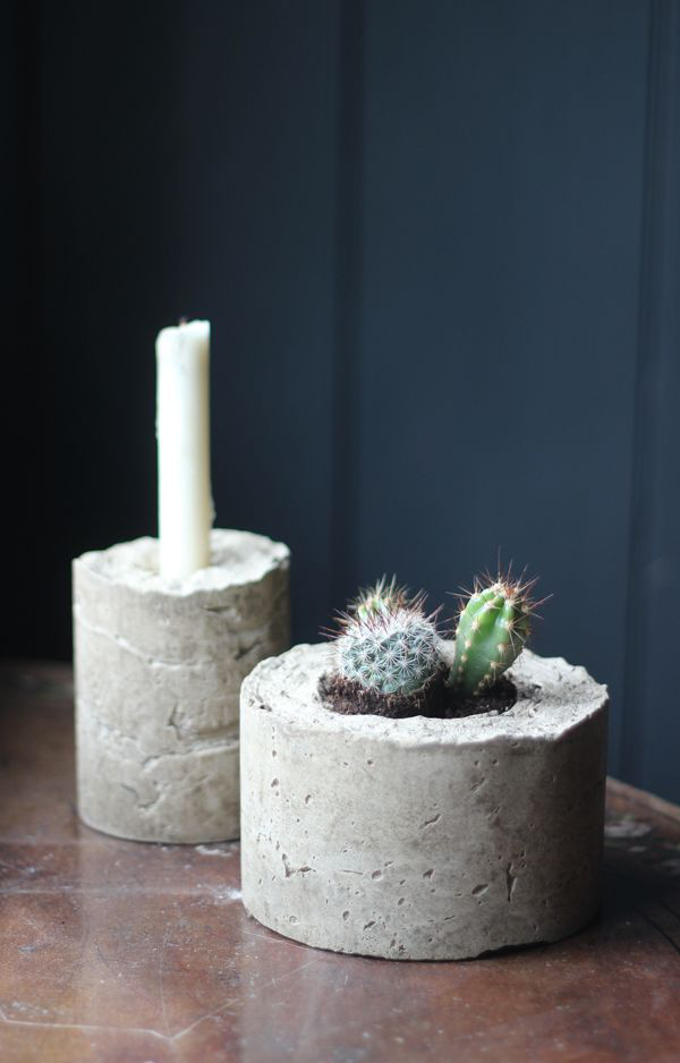 DIY concrete plant pot and candle holder Growing Spaces Blog