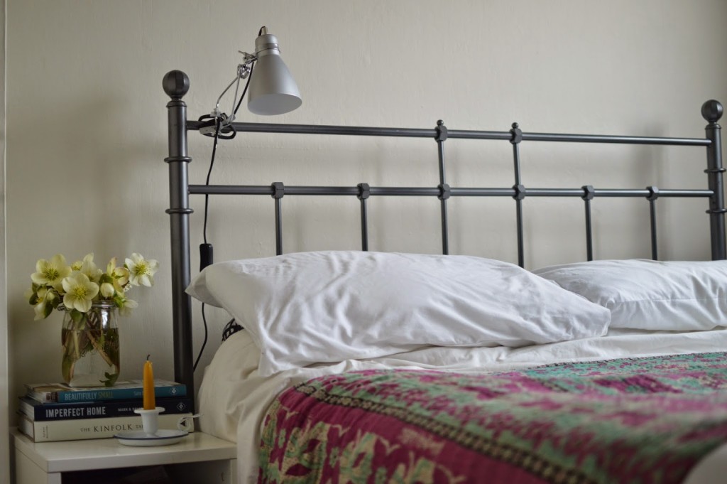 Decorator's Notebook vintage sari kantha quilt in the home of Jen Little Birdie blog