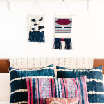 Bedroom with indigo shibori cushions