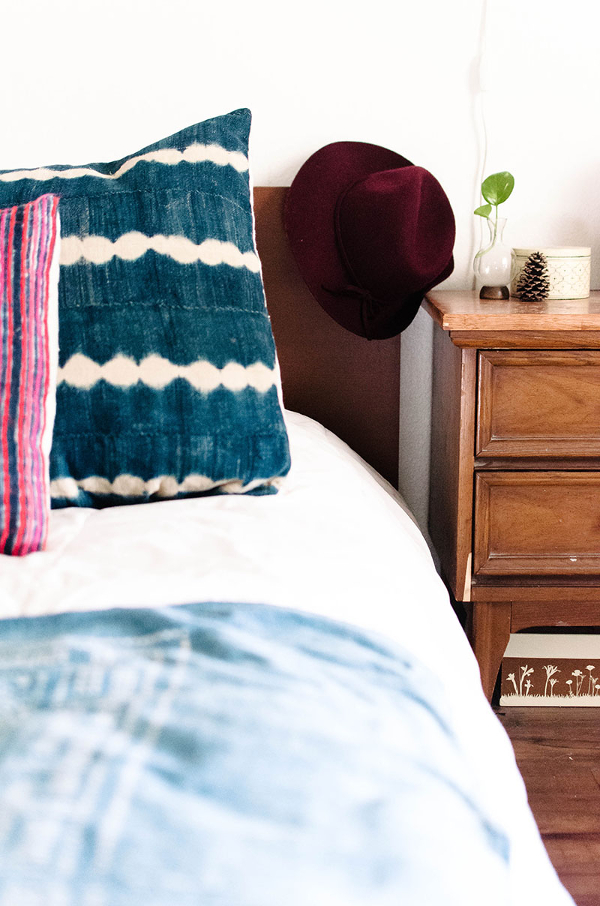 Indigo shibori cushion