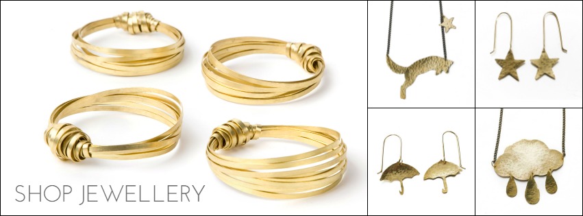 Fair Trade brass jewellery at Decorator's Notebook Shop