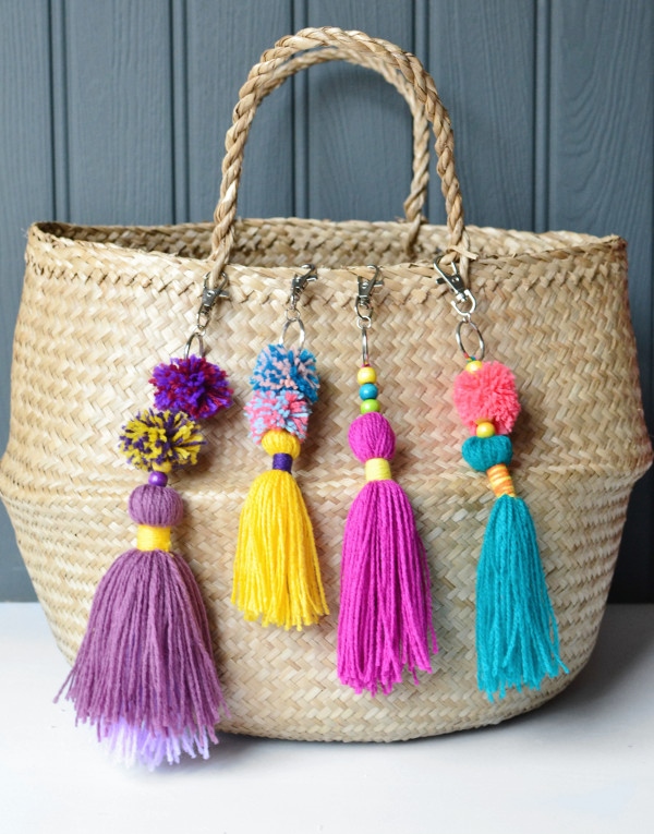 How to make a tassel bag charm with pom pom - Decorator's Notebook blog