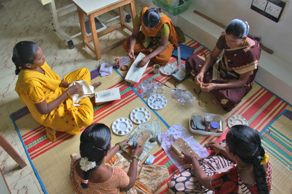 Women making fair trade jewellery for Decorator's Notebook