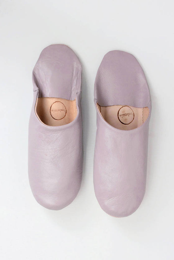 Ladies Moroccan leather slippers: Dusky Violet