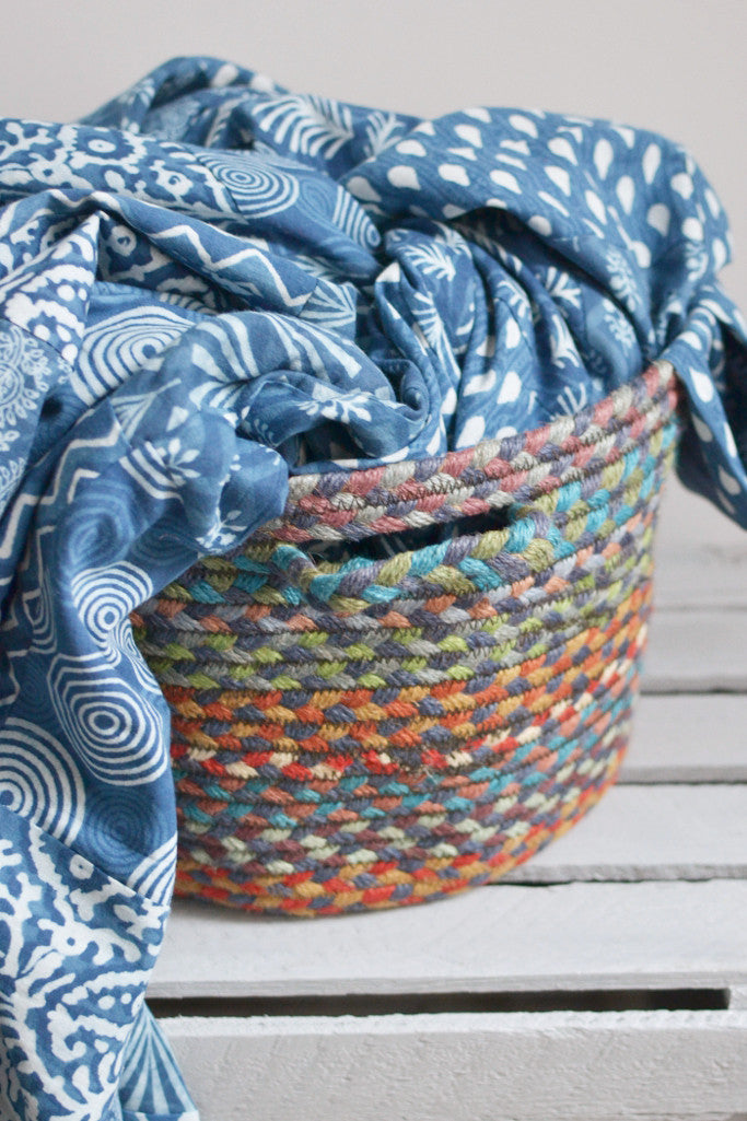 Braided utility basket: Carnival blue - Baskets and Storage - Decorator's Notebook