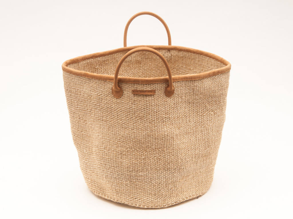 Natural & White Speckled, Woven Laundry Basket