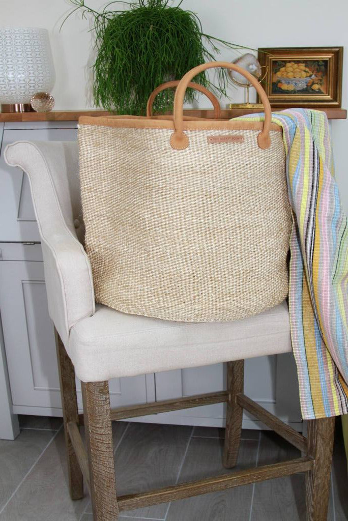 Natural & White Speckled, Woven Laundry Basket