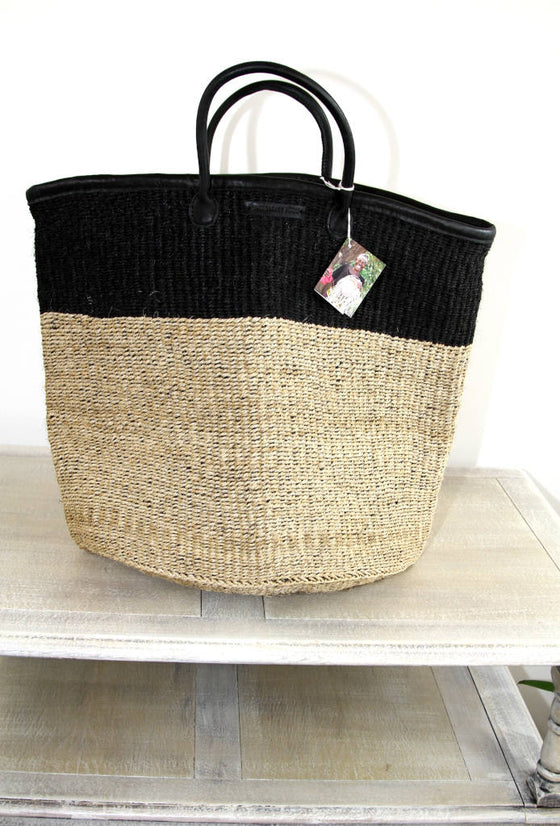 Natural & Black Speckled, Woven Laundry Basket
