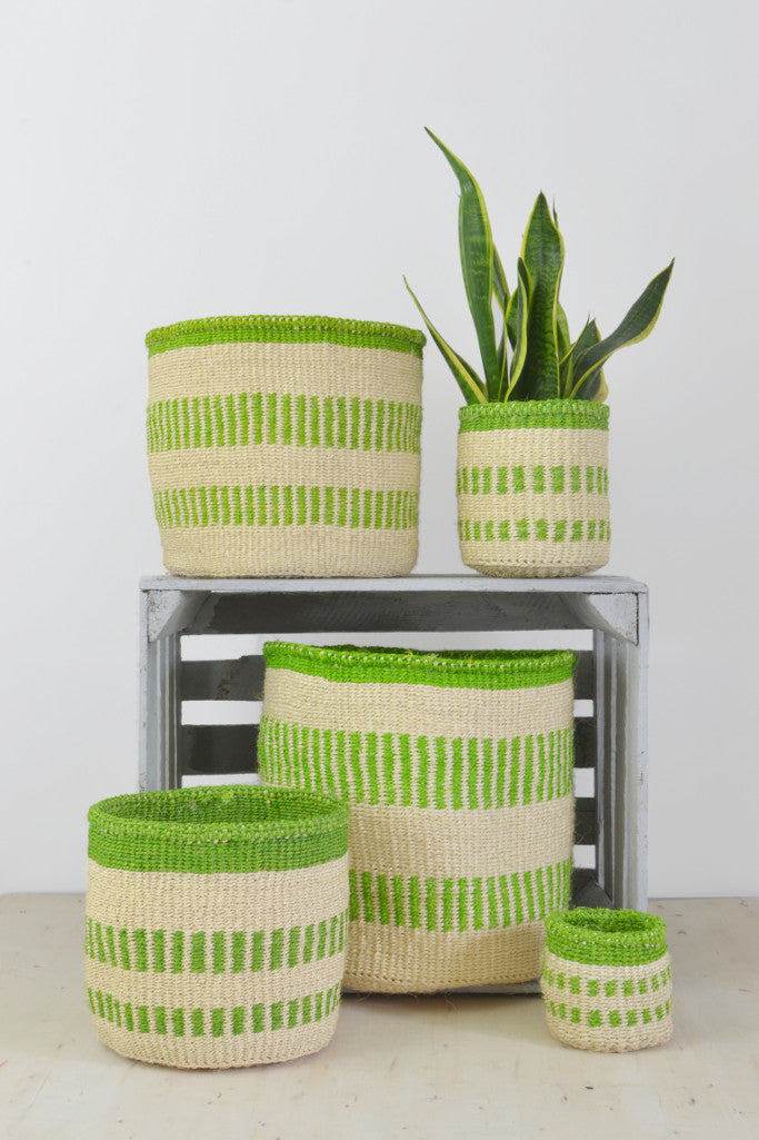 - Green Stripe Kenyan baskets (choice of 5 sizes) - Baskets and Storage - Decorator's Notebook