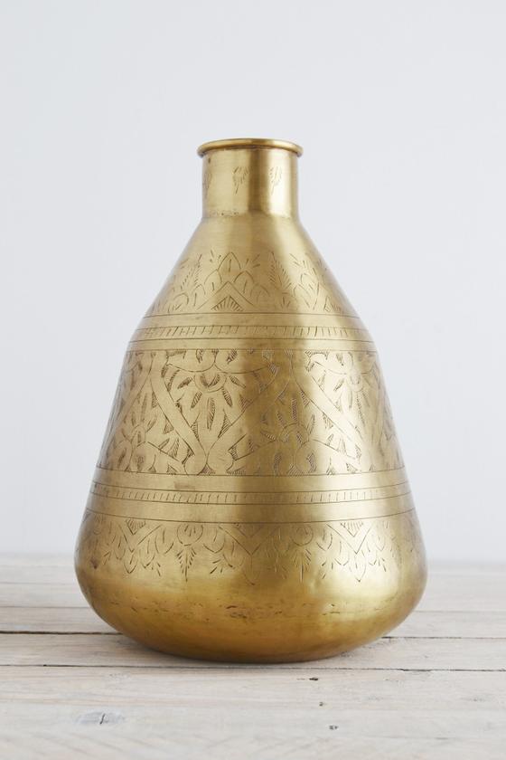 - Hand-etched brass pot: tall - Décor and Vases - Decorator's Notebook