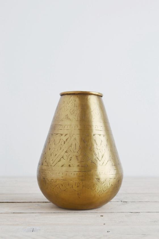 Hand-etched brass pot: tapered - Décor and Vases - Decorator's Notebook