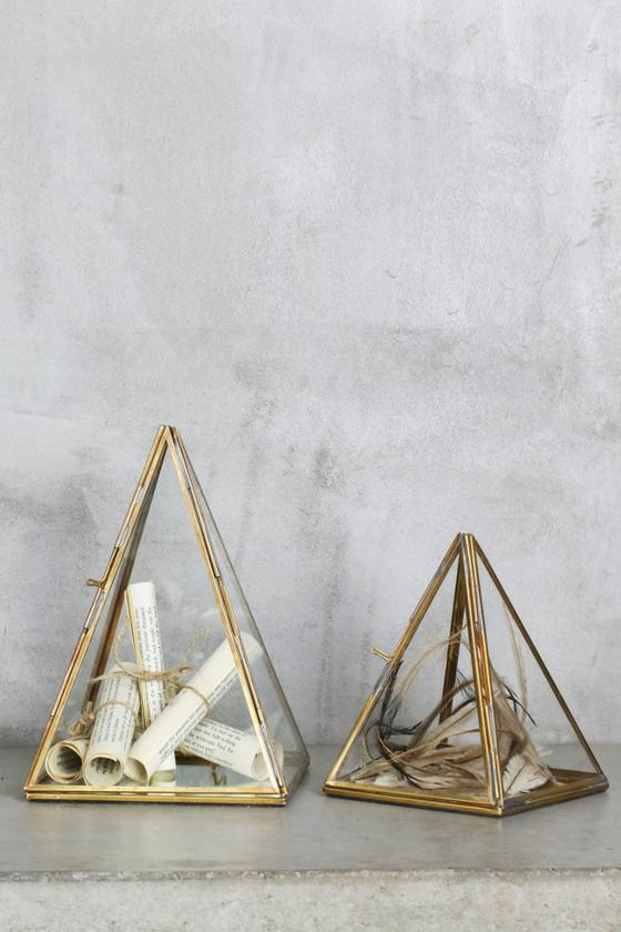 - Brass and glass display pyramid - Décor and Vases - Decorator's Notebook
