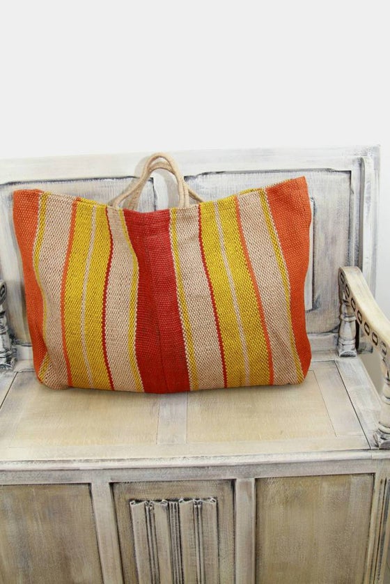 Extra Large Jute Bag: Mixed Stripe