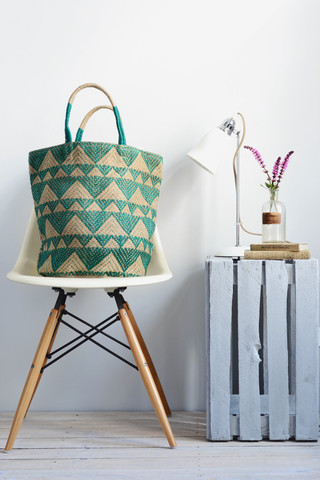 Jute bag: Emerald triangles