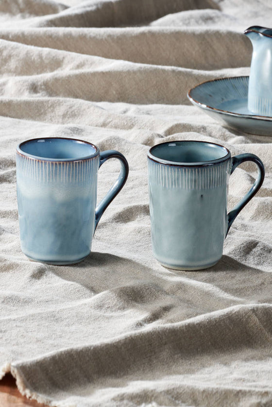Dusty Blue Stoneware Mug: Large Set of 2