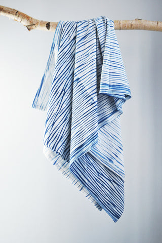 Indigo Shibori Throw: Ripple