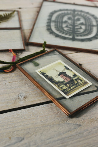 Double sided picture frame: hanging copper