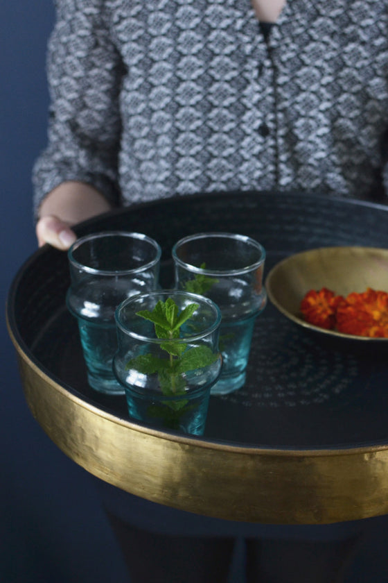 Embossed brass and black tray - Décor and Vases - Decorator's Notebook